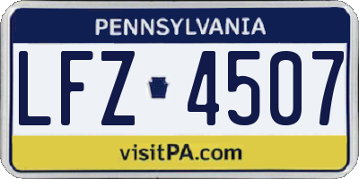 PA license plate LFZ4507