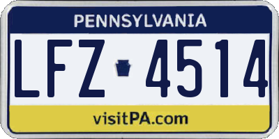 PA license plate LFZ4514