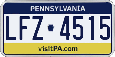 PA license plate LFZ4515