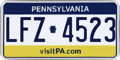 PA license plate LFZ4523