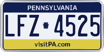 PA license plate LFZ4525