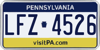 PA license plate LFZ4526
