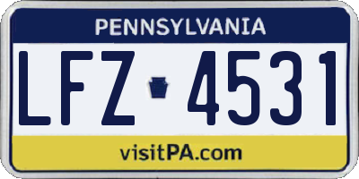 PA license plate LFZ4531