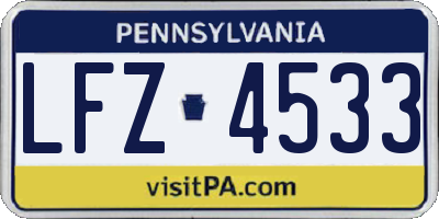 PA license plate LFZ4533