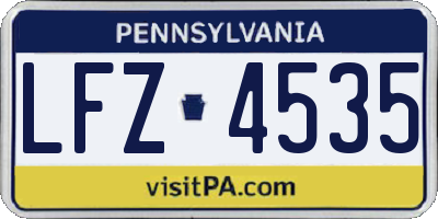 PA license plate LFZ4535