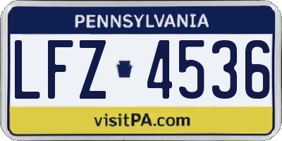 PA license plate LFZ4536