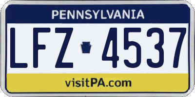 PA license plate LFZ4537