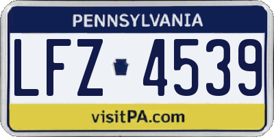 PA license plate LFZ4539