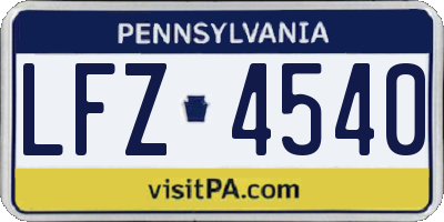 PA license plate LFZ4540