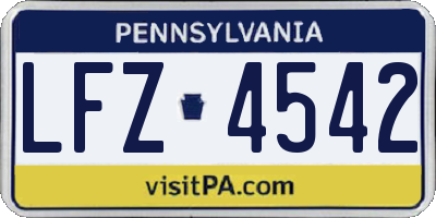 PA license plate LFZ4542