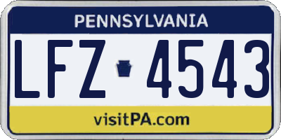 PA license plate LFZ4543