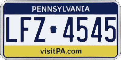 PA license plate LFZ4545