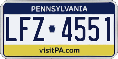 PA license plate LFZ4551