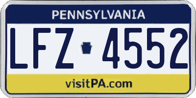 PA license plate LFZ4552