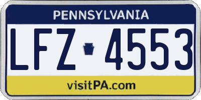 PA license plate LFZ4553