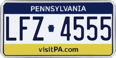 PA license plate LFZ4555