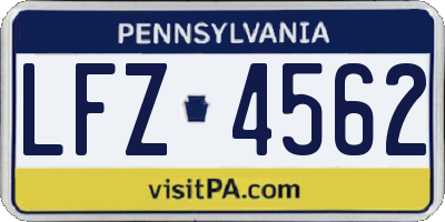 PA license plate LFZ4562