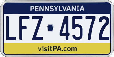 PA license plate LFZ4572