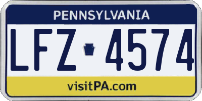 PA license plate LFZ4574