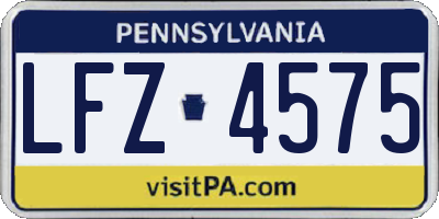 PA license plate LFZ4575