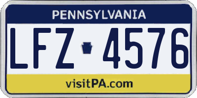 PA license plate LFZ4576