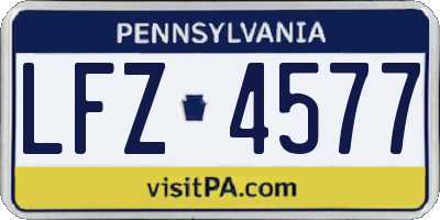 PA license plate LFZ4577