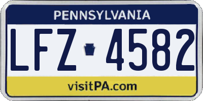 PA license plate LFZ4582
