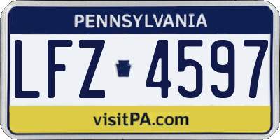 PA license plate LFZ4597