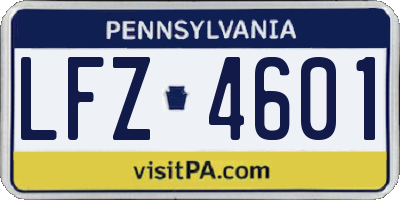 PA license plate LFZ4601