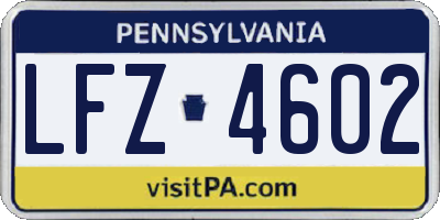 PA license plate LFZ4602