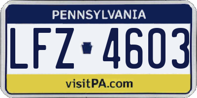 PA license plate LFZ4603