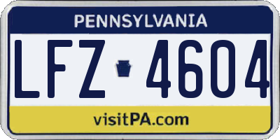 PA license plate LFZ4604