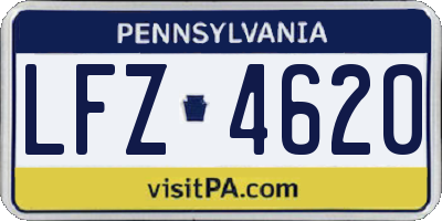 PA license plate LFZ4620