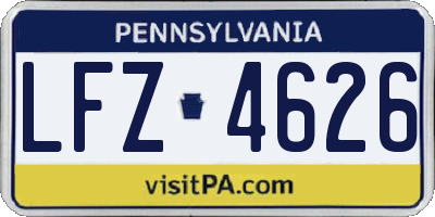 PA license plate LFZ4626