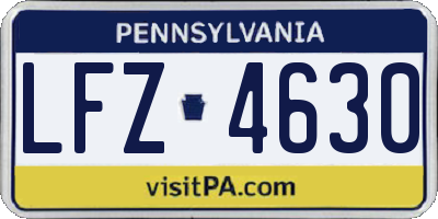 PA license plate LFZ4630
