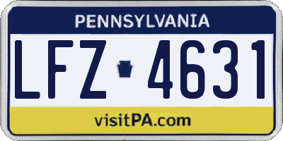 PA license plate LFZ4631