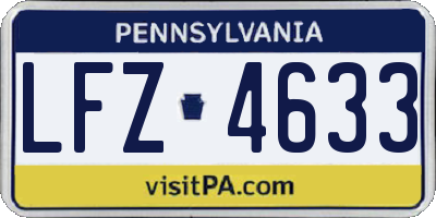 PA license plate LFZ4633