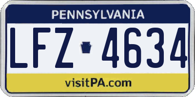 PA license plate LFZ4634