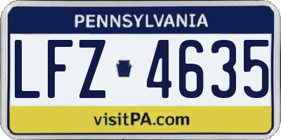 PA license plate LFZ4635