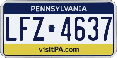 PA license plate LFZ4637