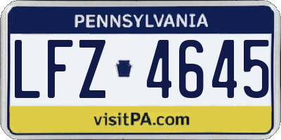 PA license plate LFZ4645