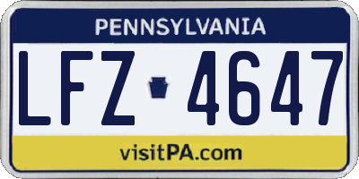 PA license plate LFZ4647