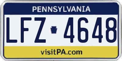 PA license plate LFZ4648