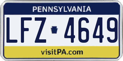 PA license plate LFZ4649