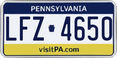 PA license plate LFZ4650
