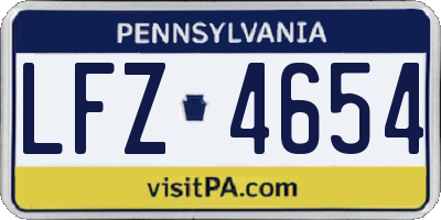 PA license plate LFZ4654