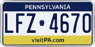 PA license plate LFZ4670