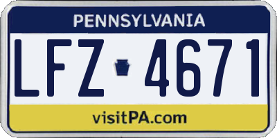 PA license plate LFZ4671