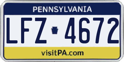 PA license plate LFZ4672