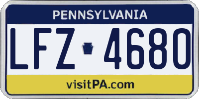 PA license plate LFZ4680